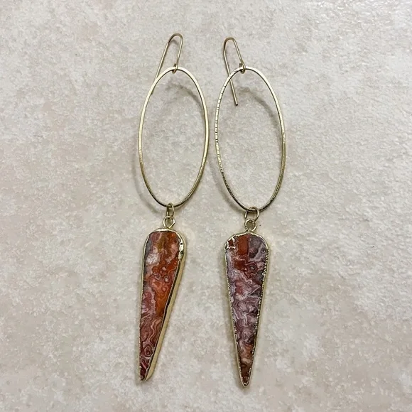 MANACULTURE Dangle Drop Earrings, handmade with genuine stone - Picture 1 of 7